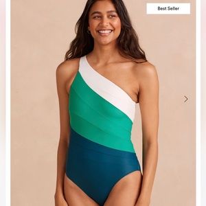 Summersalt The Sidestroke One Piece Swimsuit Seaweed & Seaglass & White Sand